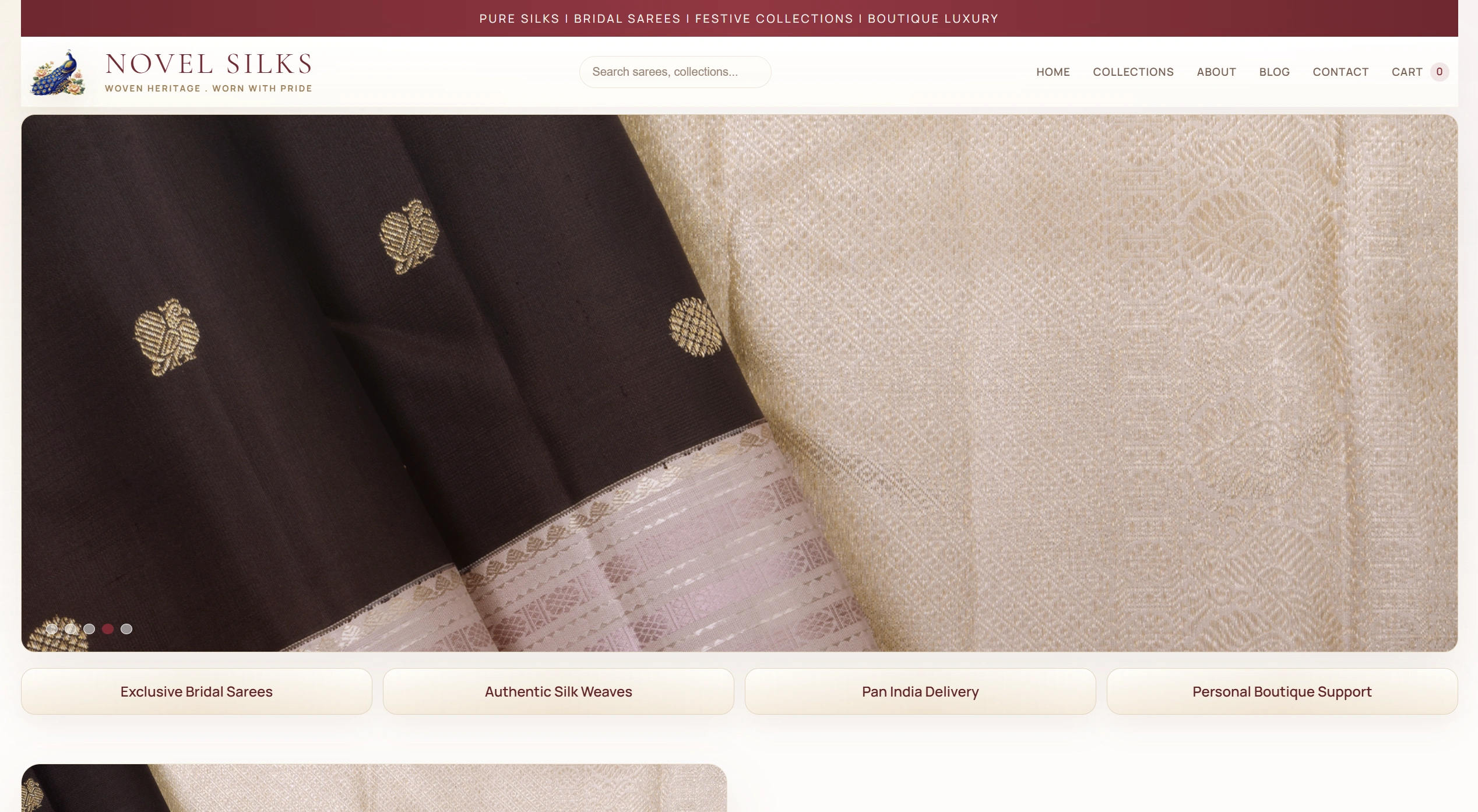Novel Silks custom ecommerce website design and development